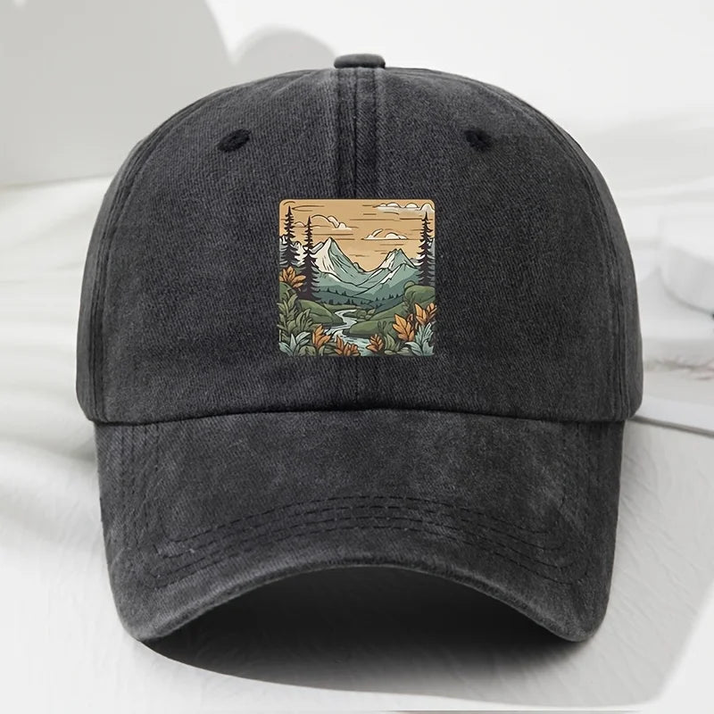 Baseball Cap Landscape Print Retro Men's And Women's Fashionable Outdoor Hat