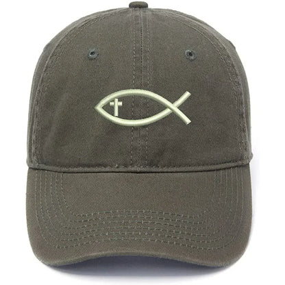 Men's Baseball Cap Jesus Christian Fish