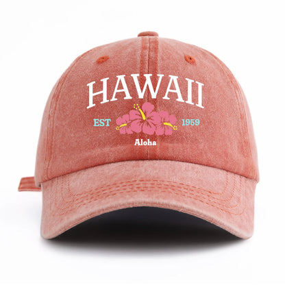 HAWAII Print Washed Baseball Cap For Adults