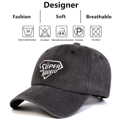 Unisex SUPER ABUELO Letter Embroidery Wash Baseball Caps