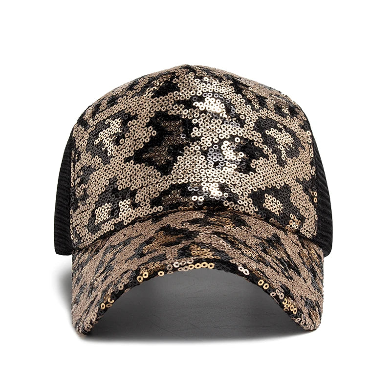 Baseball Cap Summer Mesh Hat Fashion Leopard Spangle Design Hats