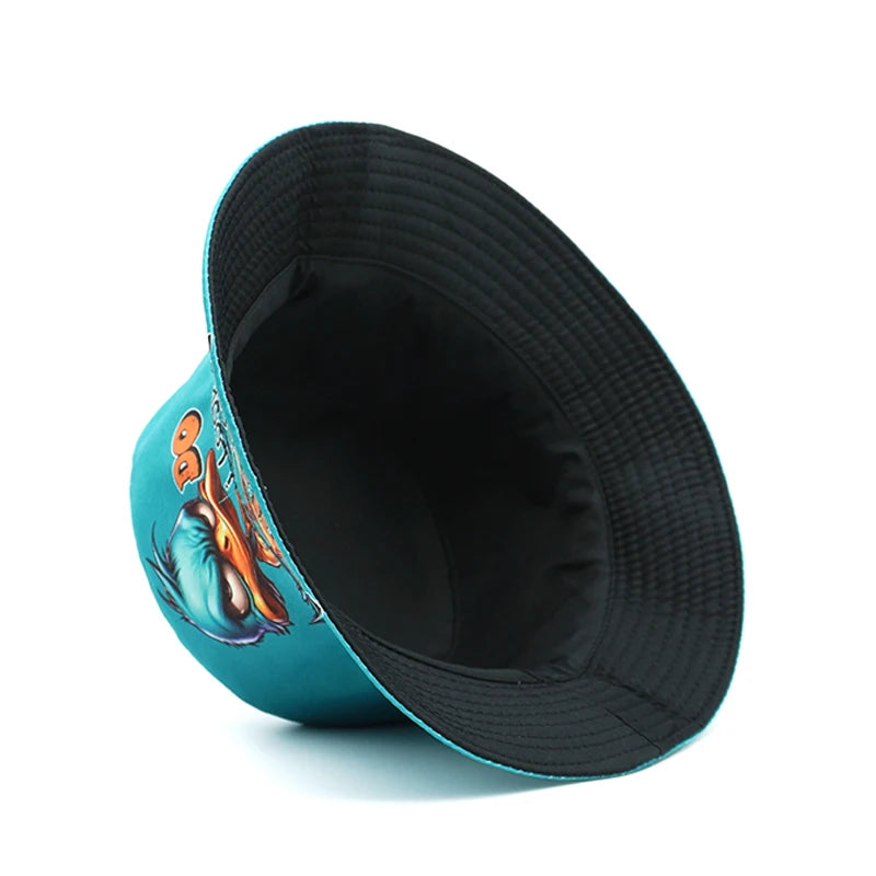 Bucket Hat Cartoon Duck Print Pattern Fisherman Hats For Men Woman