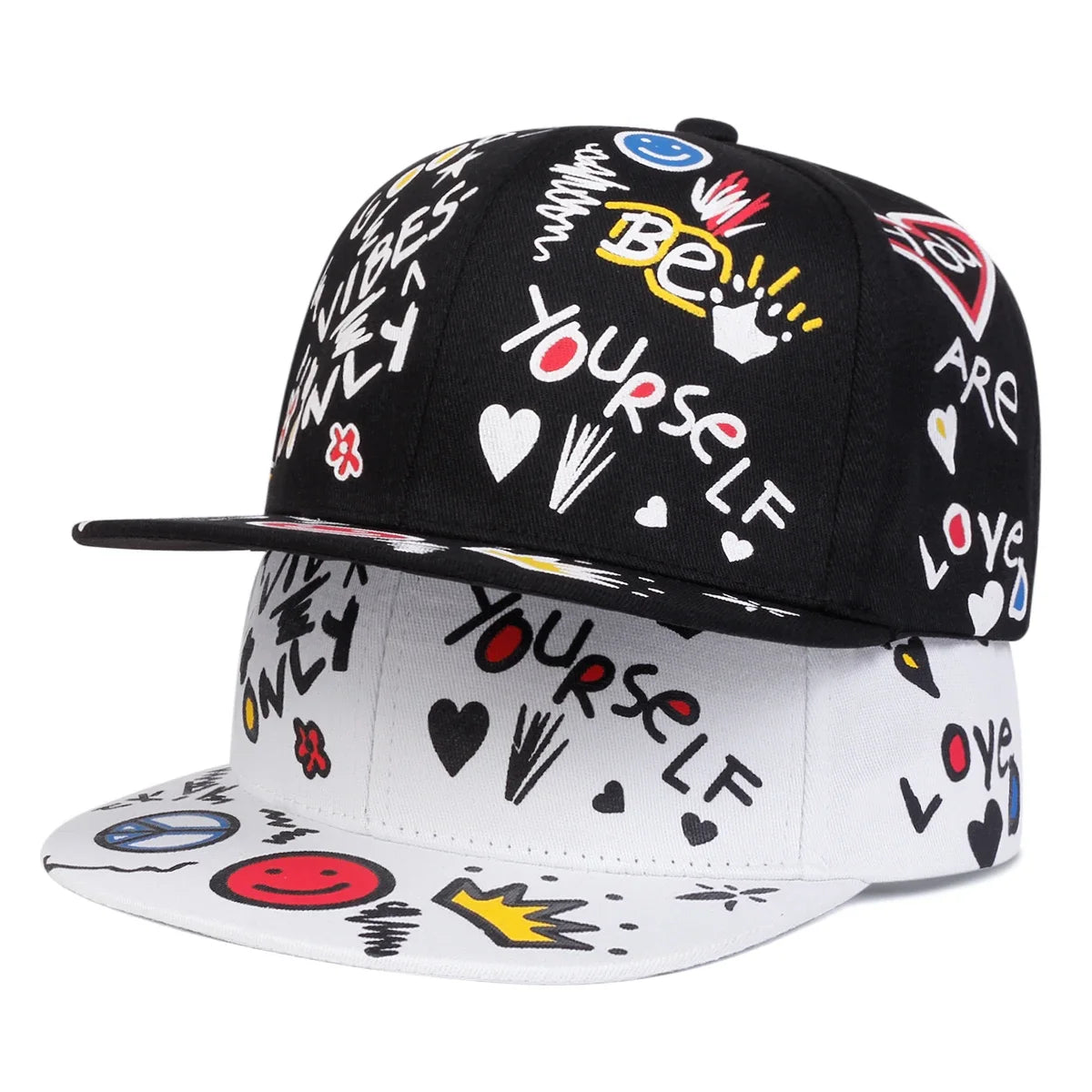 Unisex Smiling Graffiti Print Hip-hop Hats Spring Autumn Outdoor Snapback Caps