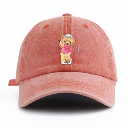 Golf Bear Graphic Print Baseball Cap