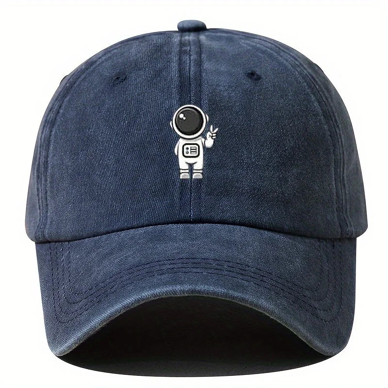 Printed Astronaut Retro Baseball Cap Unisex Adjustable Duckbill Cap