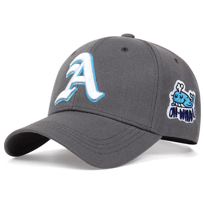 Unisex Gothic Letter A Side Whale Embroidery Baseball Caps