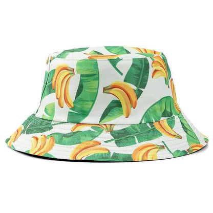 Unisex Bucket Cap Fruit Printing Hats Summer Double-sided Wear Man Women
