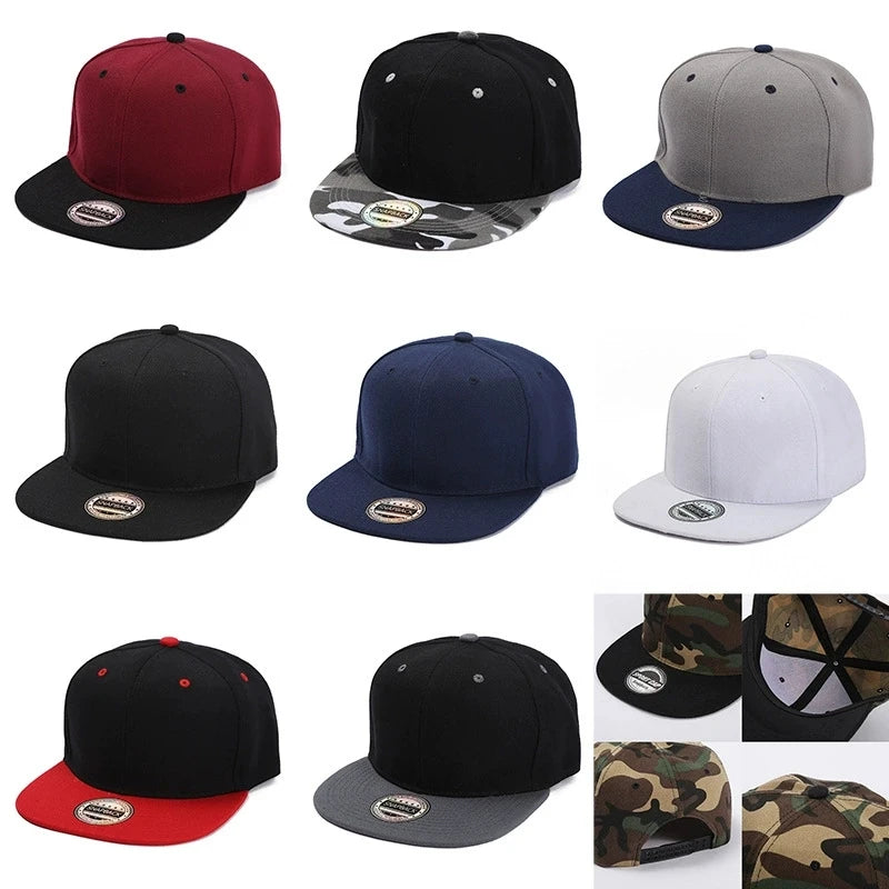 Color-Blocked Flat-Brim Baseball Cap Versatile Sunshade and Sun Protection Hat Hip-Hop Hat Snapback Caps