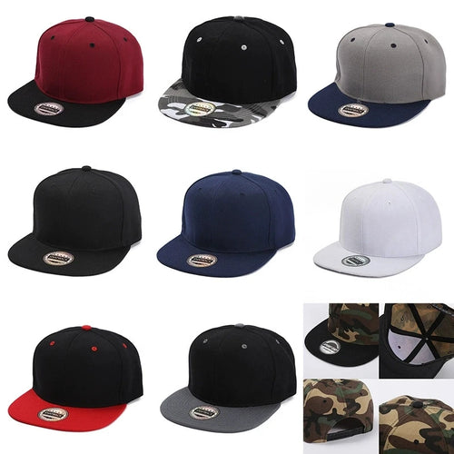 Color-Blocked Flat-Brim Baseball Cap Versatile Sunshade and Sun Protection Hat Hip-Hop Hat Snapback Caps