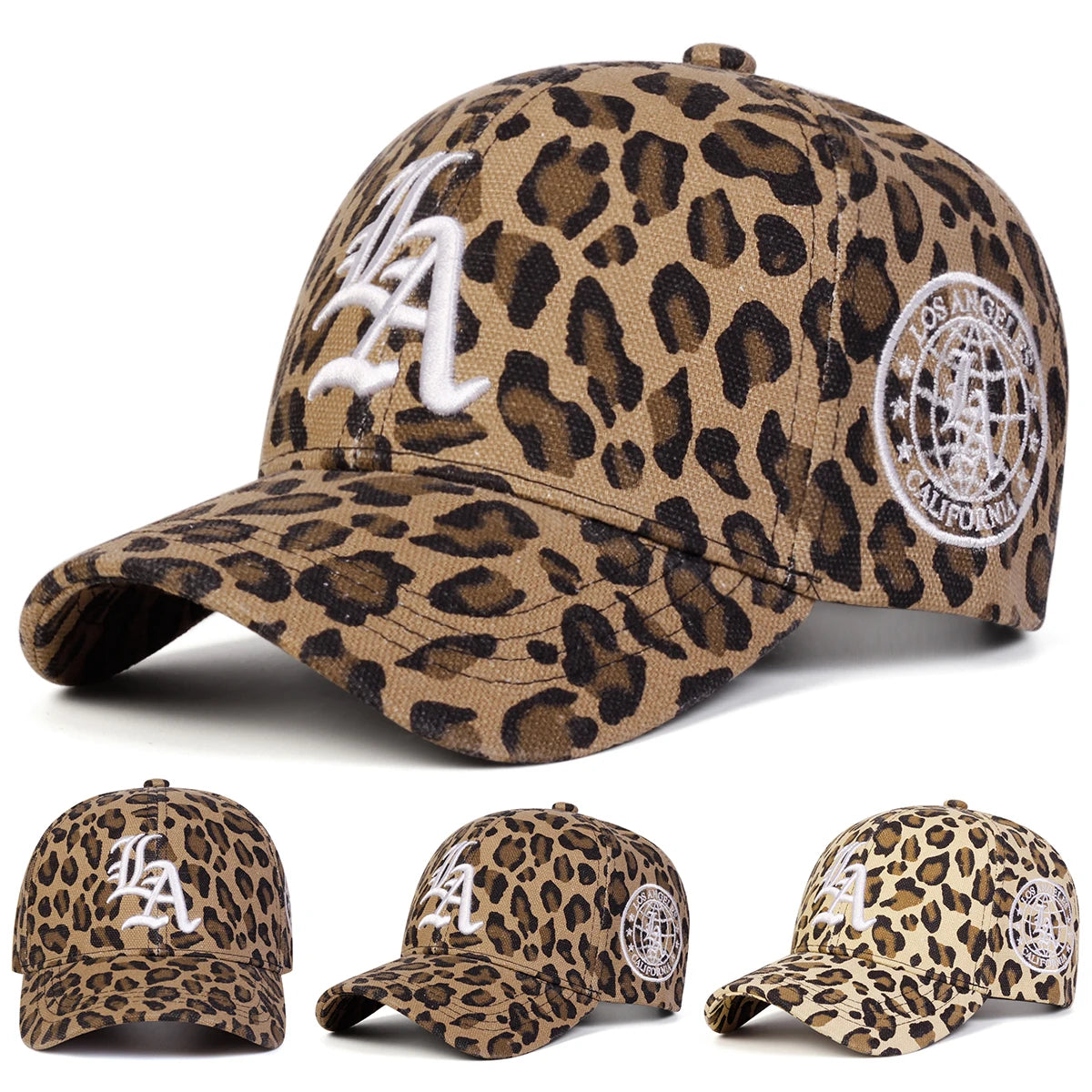 Unisex Gothic LA Embroidery Leopard Print Baseball Caps Spring Autumn