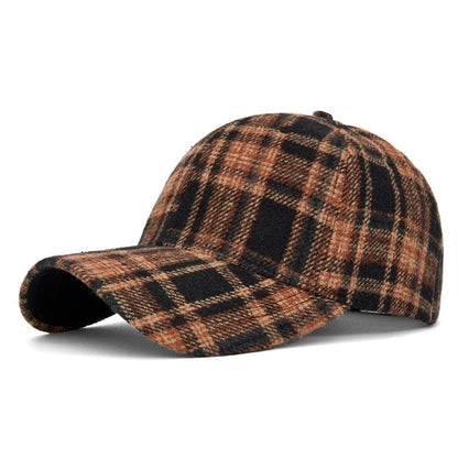 Hats For Men And Women New Classic Plaid Baseball Cap Hard-Brimmed Face-Slimming