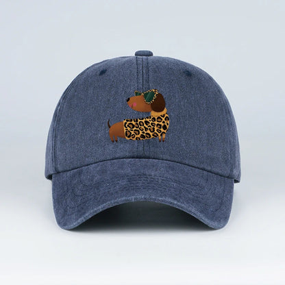 Leopard-Print Dachshund Baseball Cap