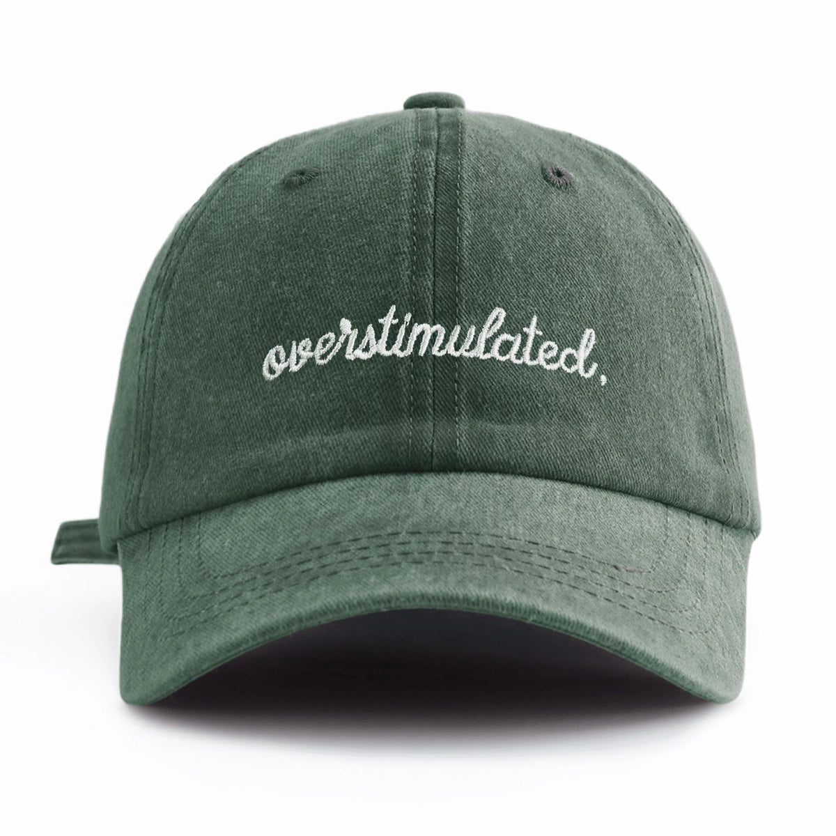 Overstimulated. Embroidered Washed Baseball Cap