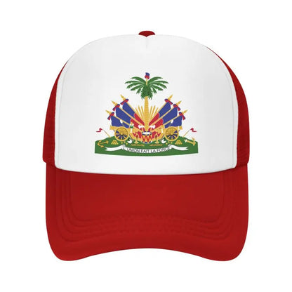 Haitian Flag Printed Mesh Baseball Cap