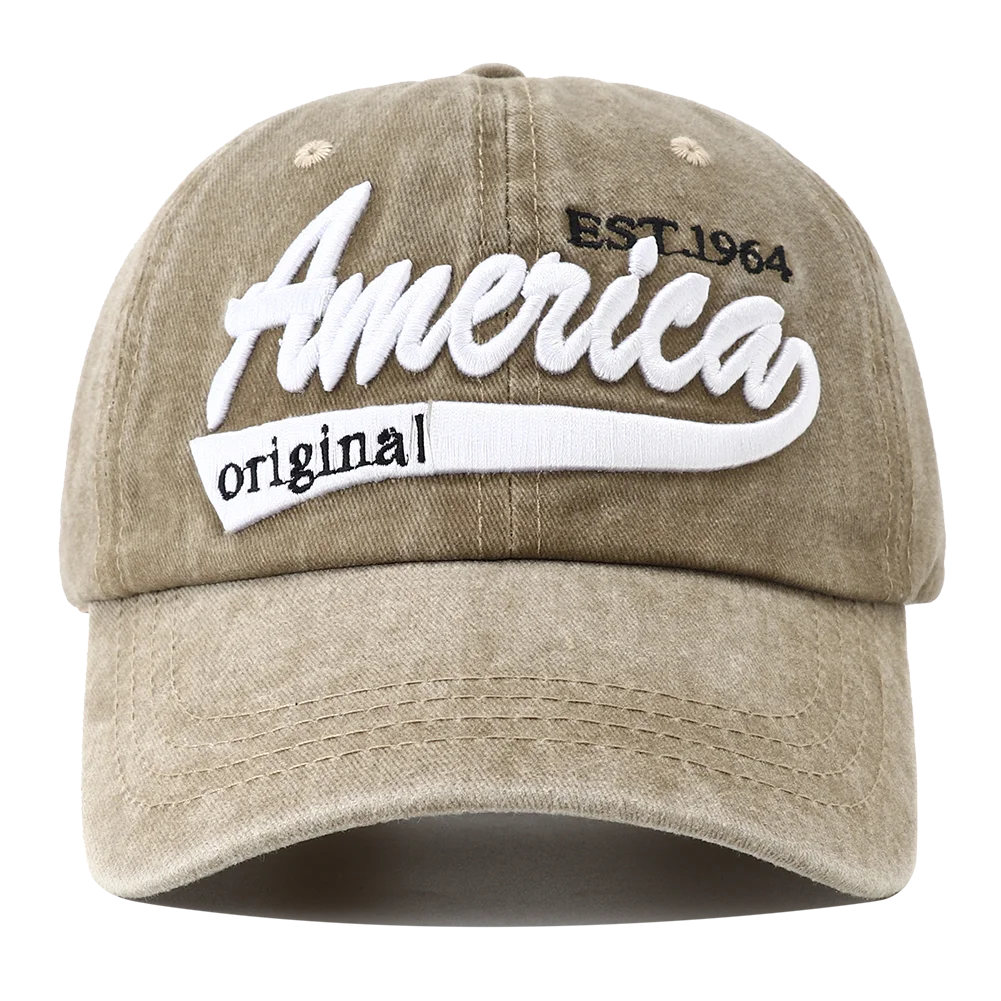 Unisex Distressed American Letter Embroidery Baseball Cap For Women Men