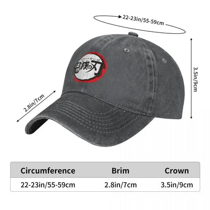 Demon Slayer Anime Baseball Caps Fashion Distressed Washed Cap Men Women