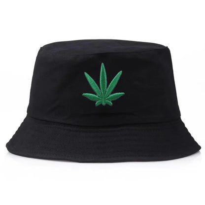 Maple Leaf Embroidery Bucket Hat Unisex Simple Bob Caps Hip Hop Gorros Men Women