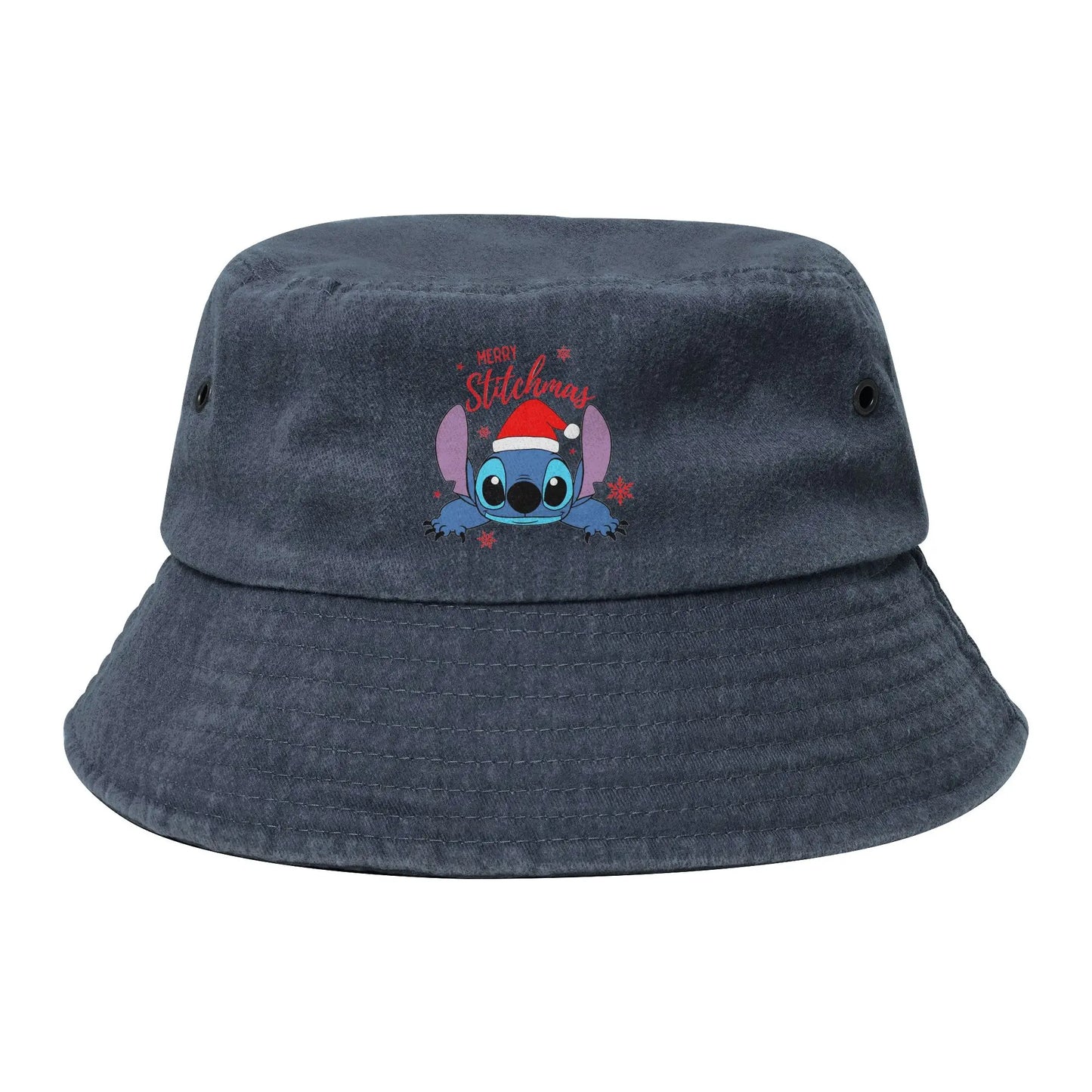 Women Bucket Hat Santa Little Helper Stitch Merry Christmas Beach Hatwear