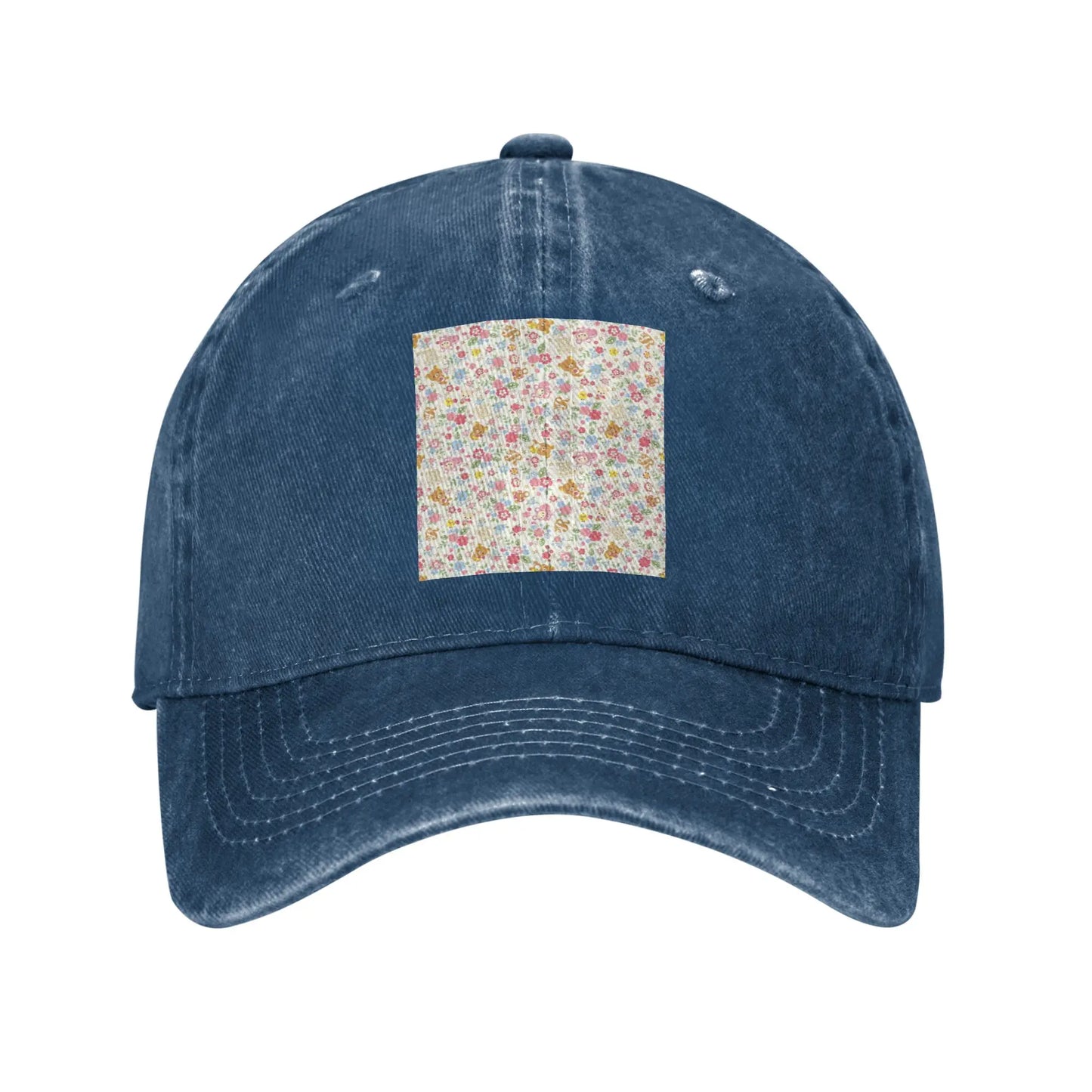 Cute Rilakkuma Flower pattern Denim Fabric Cap Casual Baseball Caps