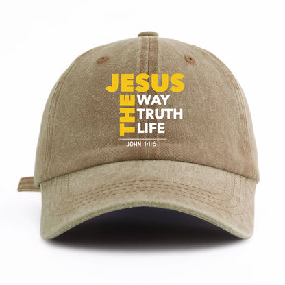 JESUS CROSS Print Washed Baseball Cap