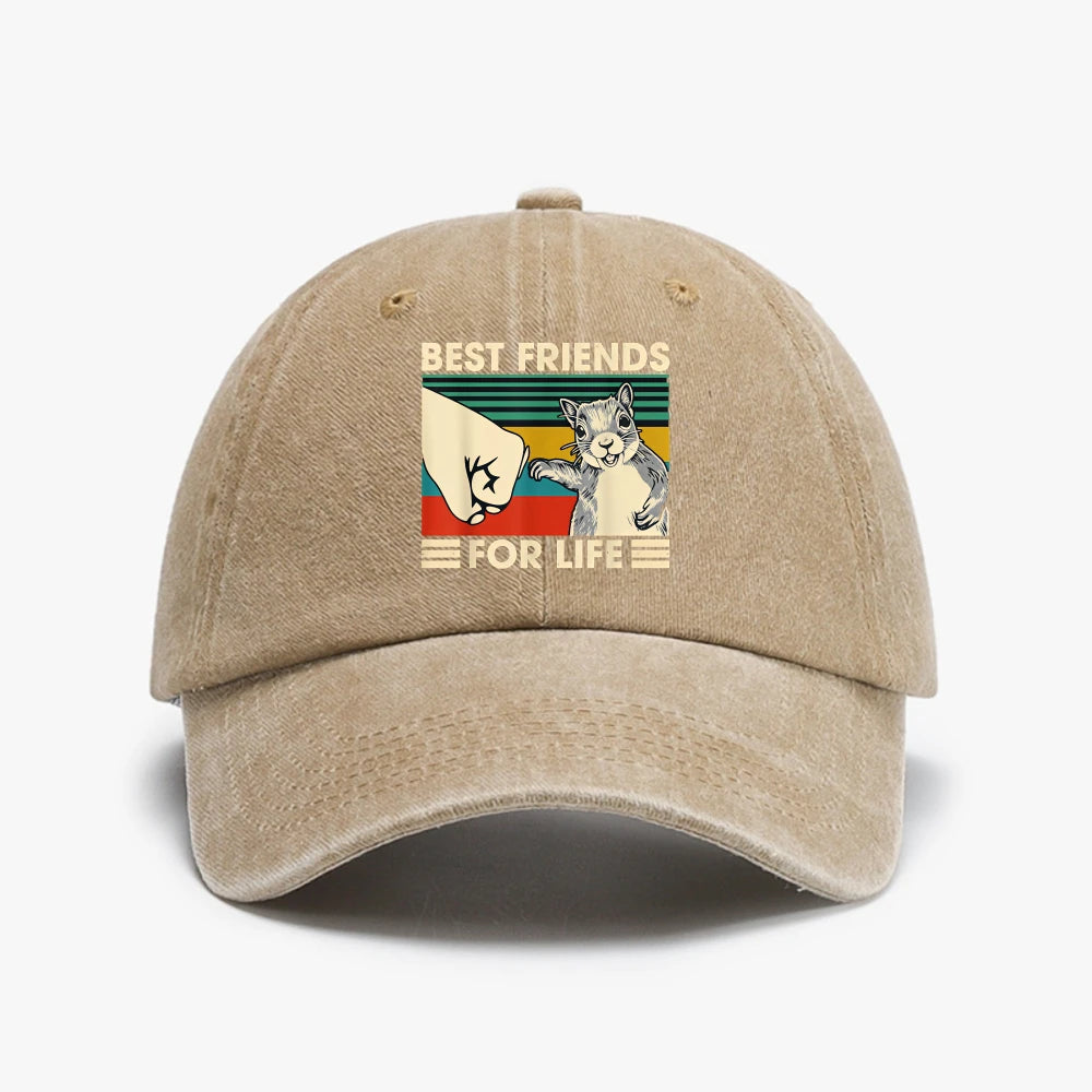 Funny Retro Vintage Squirrel Best Friend for Life Baseball Cap