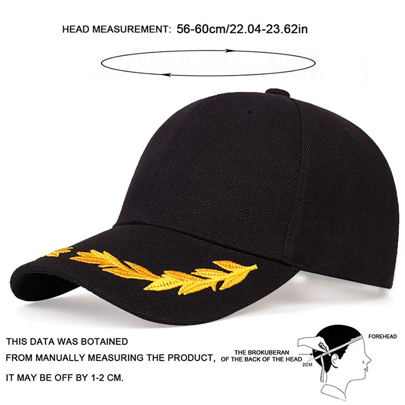 Unisex Wheat Ear Embroidery Baseball Caps Adjustable Casual Hats Spring Autumn