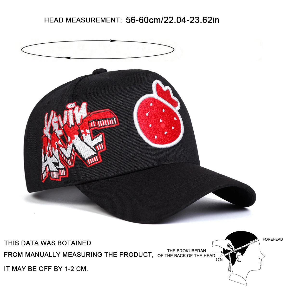 Unisex Strawberry Embroidery Baseball Caps