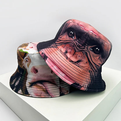 New Unisex Funny Animal Print Cute Bucket Hats