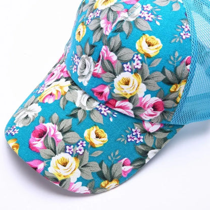 Creative Mesh Baseball Cap Colorful Flower Printed Hip Hop