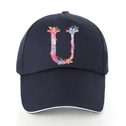 Men Baseball Cap Pure Cotton Adjustable Back Buckle Hat Pink Letter Print
