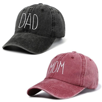 DAD MOM Embroidery Baseball Caps Vintage Washed Denim Baseball Hats
