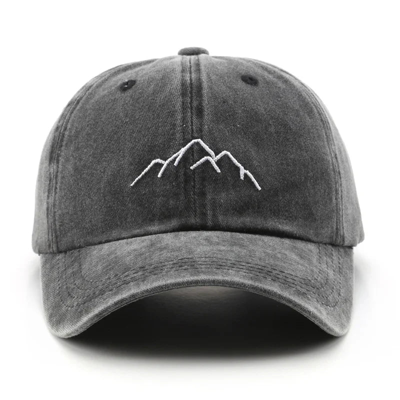 Retro Washed Cotton Cap Unisex Mountain Embroidery Baseball Caps