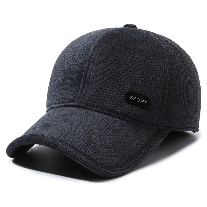 Warm Winter Baseball Cap with Ear Flaps For Men