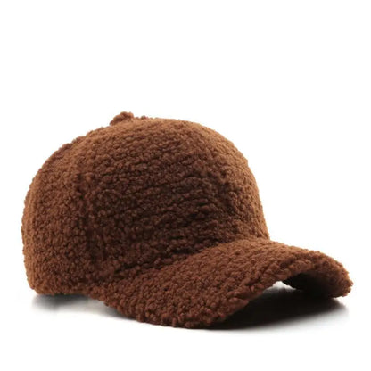 Autumn Winter Baseball Cap Women Artificial Lamb Wool