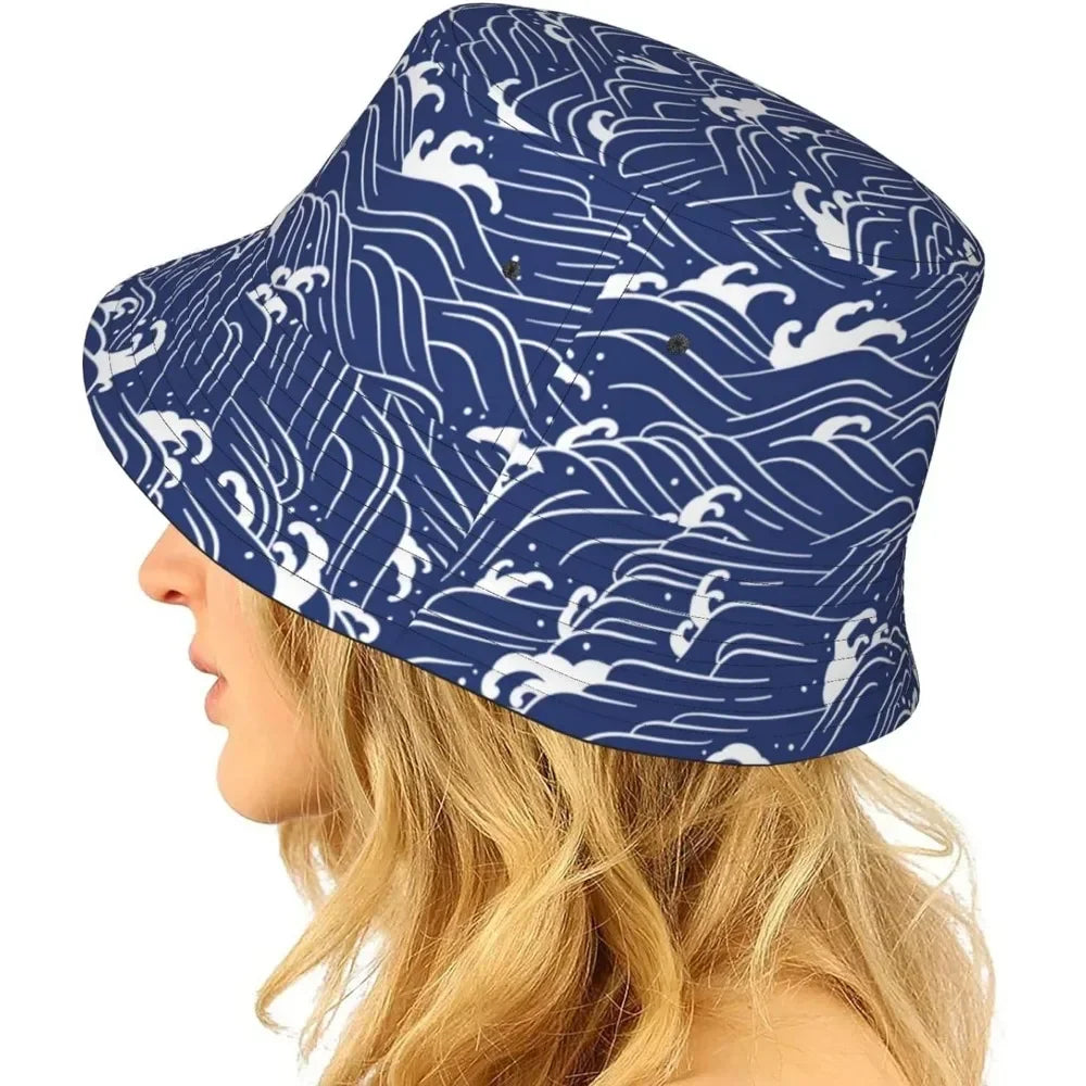 Japanese Wave Fisherman Cap Hip Hop Gorras Summer Unisex Printing Bucket Hat