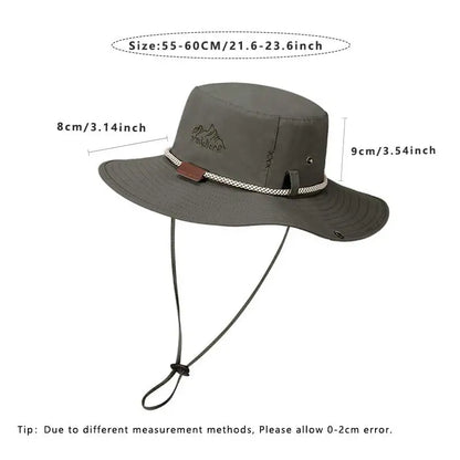 Men Bucket Hat Summer Leather Rope Chain Sun Hat Waterproof