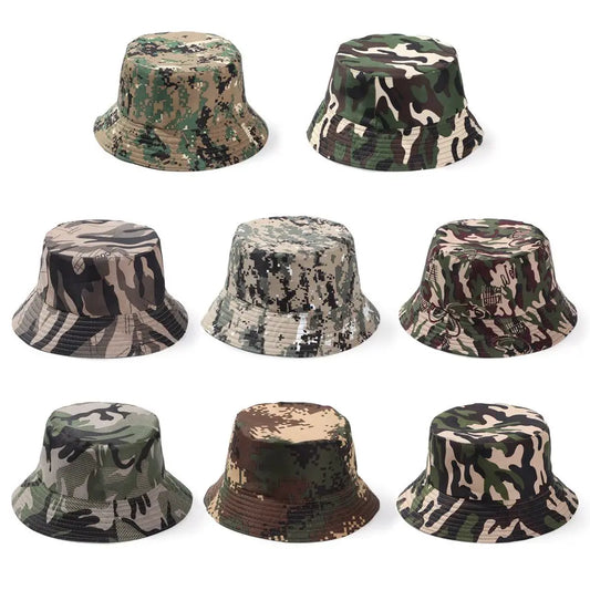 Camouflage Bucket Hat Wide Brim Visors Foldable Portable Women Men