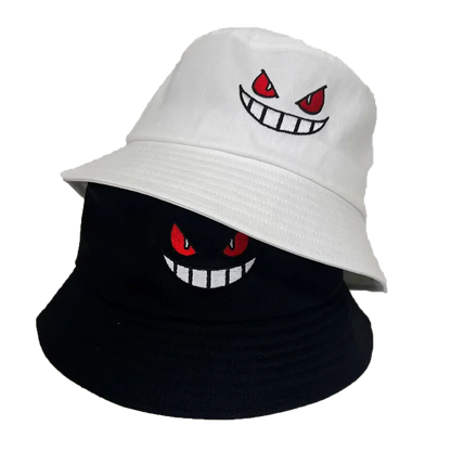 Unisex Light Board Solid Color Big Eyes Embroideried Hats Bucket Hat