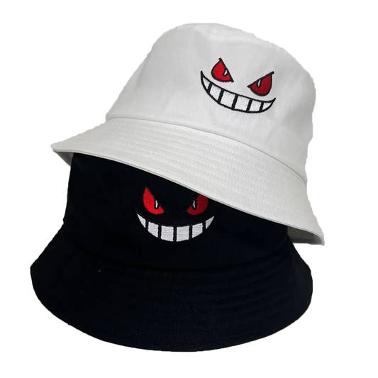 Unisex Light Board Solid Color Big Eyes Embroideried Hats Bucket Hat