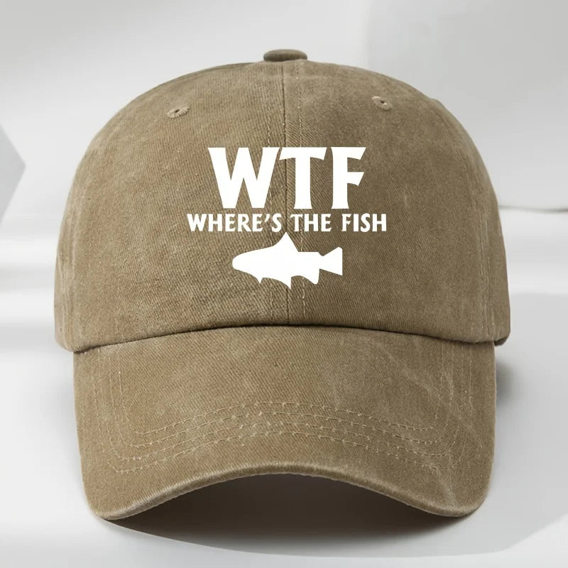WTF Fish Print Outdoor Men's Washed Baseball Cap