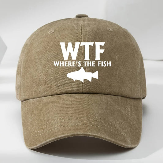 WTF Fish Print Outdoor Men's Washed Baseball Cap