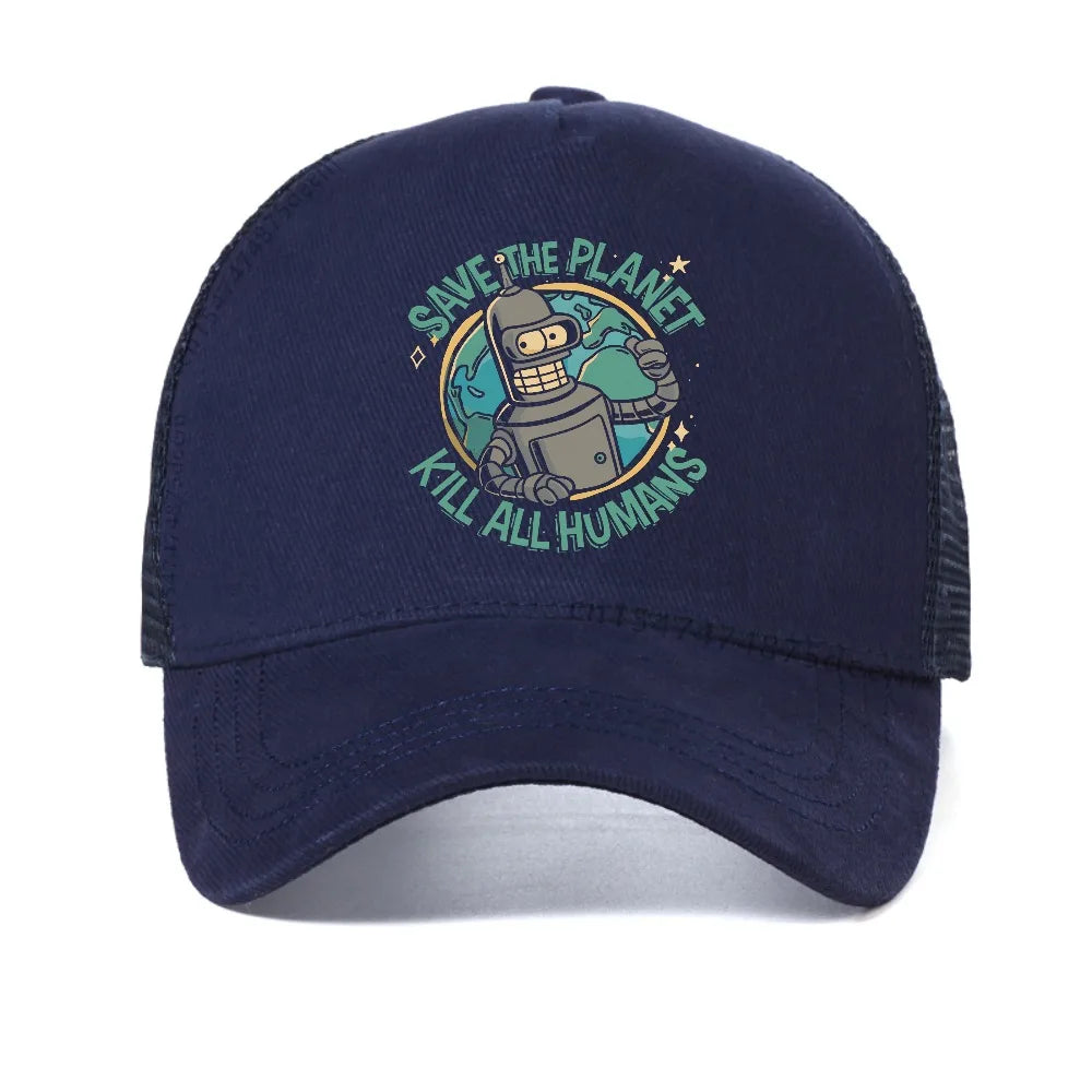 Save The Planet Kill All Humans Futurama Merch Baseball Cap