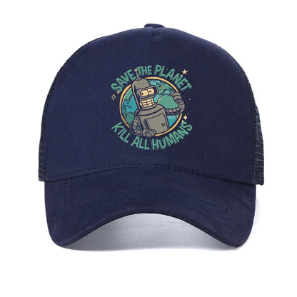 Save The Planet Kill All Humans Futurama Merch Baseball Cap