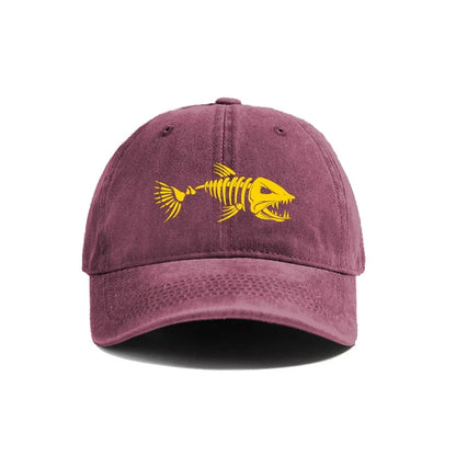 Fishbone Baseball Cap Fishing Skeleton Fish Bone Caps