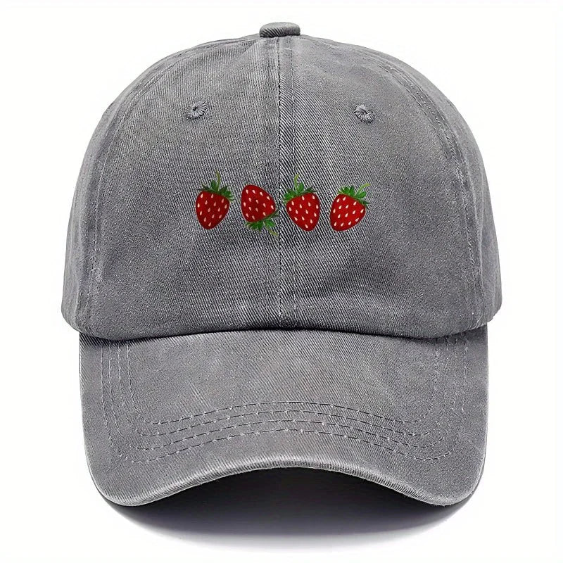 Strawberry Printed Baseball Cap, Fashionable Duckbill Cap for Both Men and Women