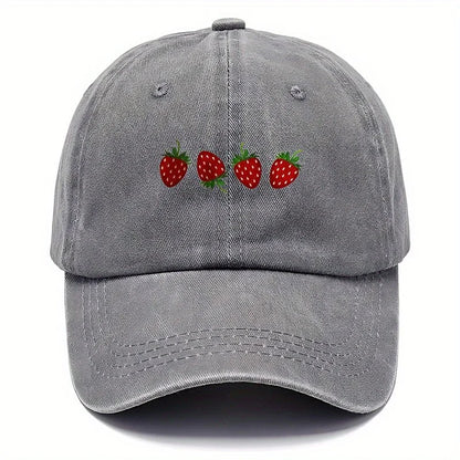 Strawberry Printed Baseball Cap, Fashionable Duckbill Cap for Both Men and Women