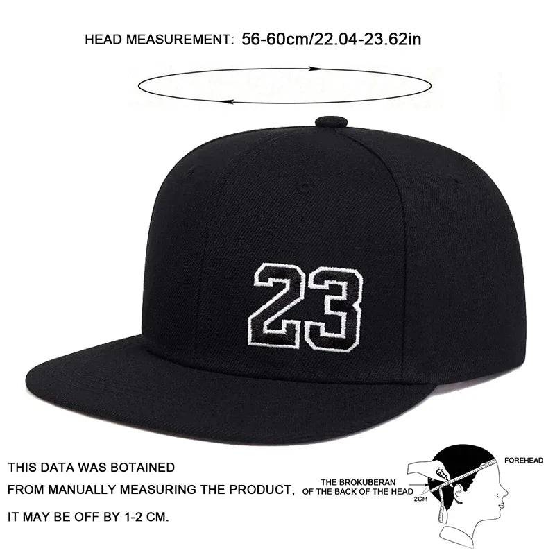 Unisex 23 Embroidery Hip-hop Hats Spring Autumn Adjustable Casual Snapback Caps
