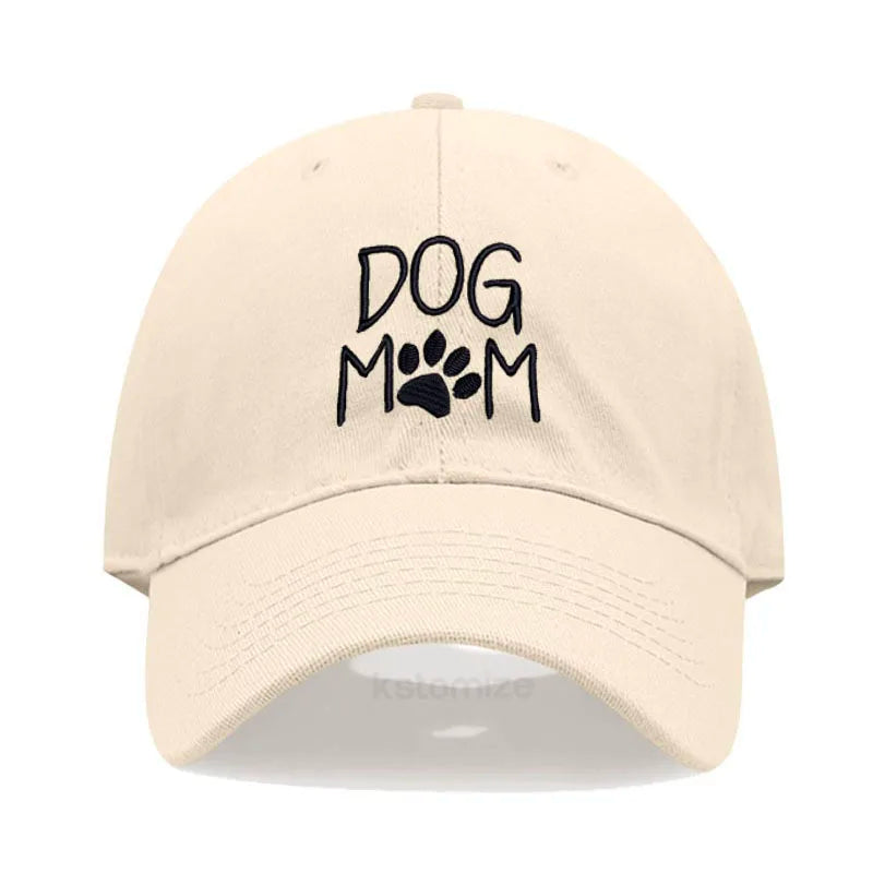 Vintage Washed Cotton DoG MOM Embroidery Baseball Cap For Men Women