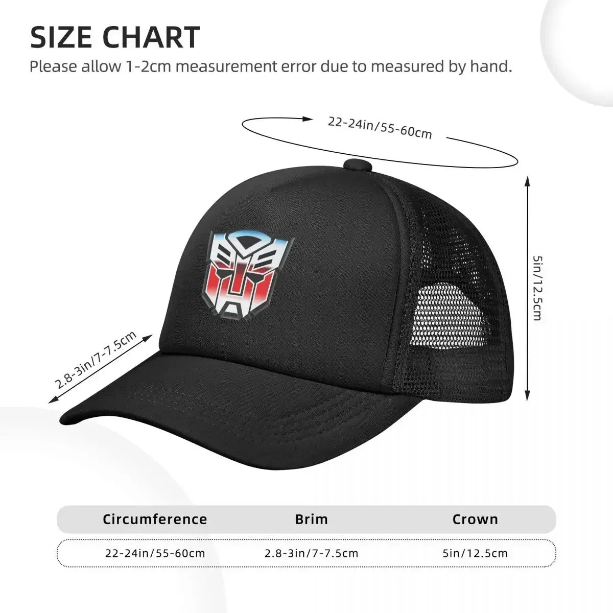 Autobots Retro Design Mesh Baseball Caps Snapback Fashion Baseball Hats