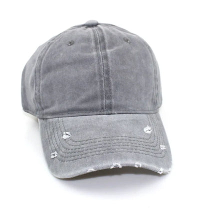 Solid Distressed Perforated Mesh Washed Baseball Cap